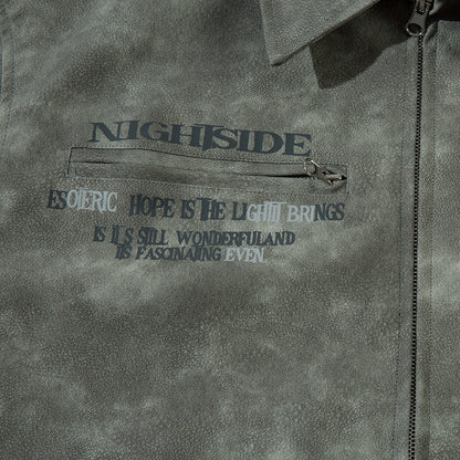 Men's Cross Print Loose Leather Jacket