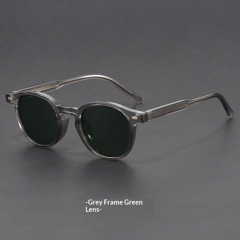 Small-face Green-frame Gradient Tea-colored Sunglasses Stylish Unisex Design With UV Protection