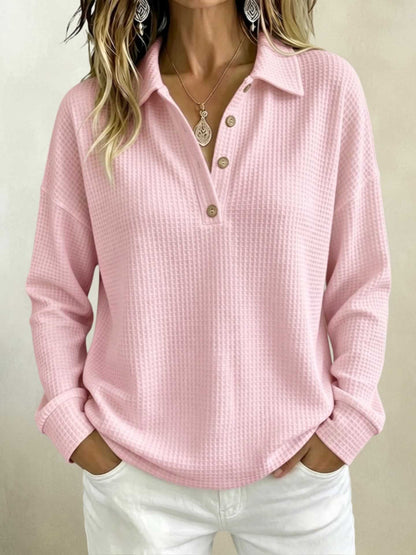 Womens Loose-fitting Long-sleeve Top With A Button-down Collar