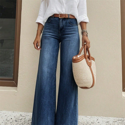New American-style Loose-fitting High-waisted Figure-flattering Flared Wide-leg Denim Pants That Drag On The Floor