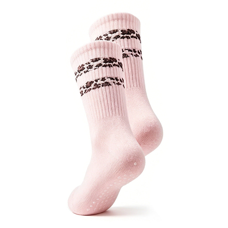 Striped Leopard-print Floor Socks For Women
