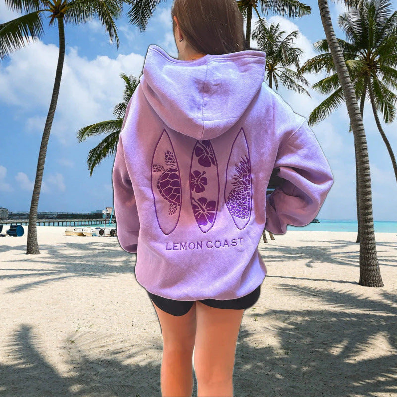 Womens Letter-Print Drop-Shoulder Sweatshirt