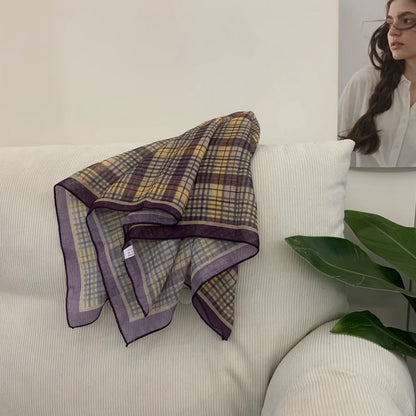 Korean-style Cashew Flower Cotton-Linen Square Scarf For Women