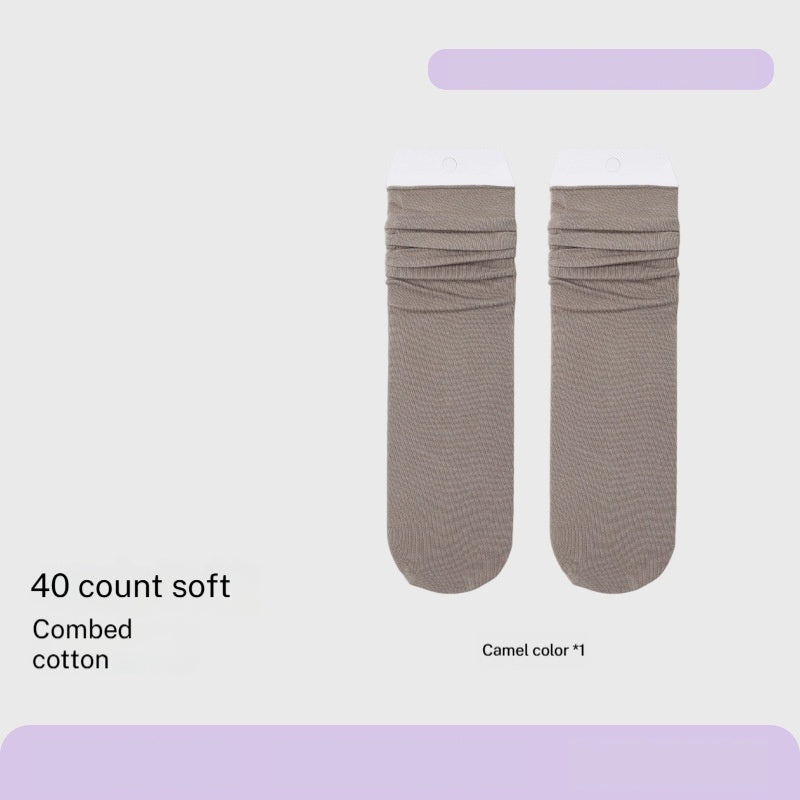 Combed Cotton Sweat-absorbent Deodorant Solid-color Knee-high Socks
