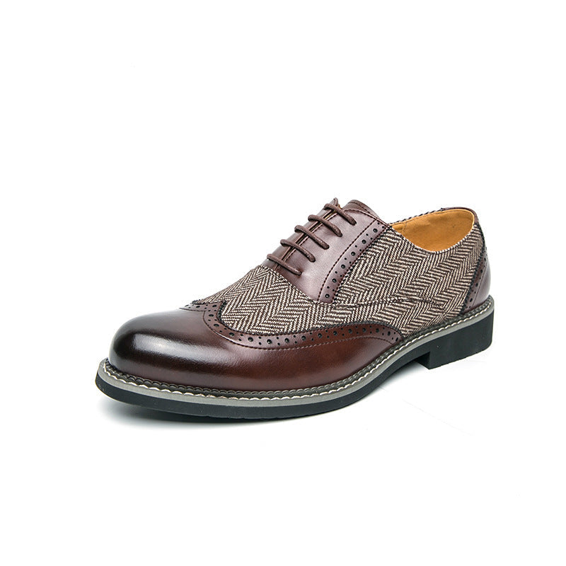 Fashion Brogue Men's Korean-style Casual Formal Wear Leather Shoes