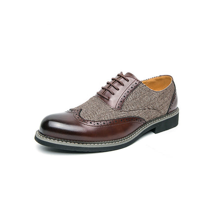 Fashion Brogue Men's Korean-style Casual Formal Wear Leather Shoes