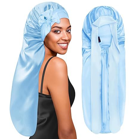Long Double-layer Silk Sleep Cap Long-tube Hat With Elastic Brim Made From Mulberry Silk