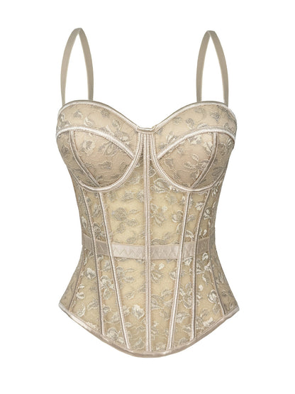 Cross-Border European And American Style Lace Bra With Camisole For Women, High-End Outerwear Shapewear With Push-Up Fishbone Bra