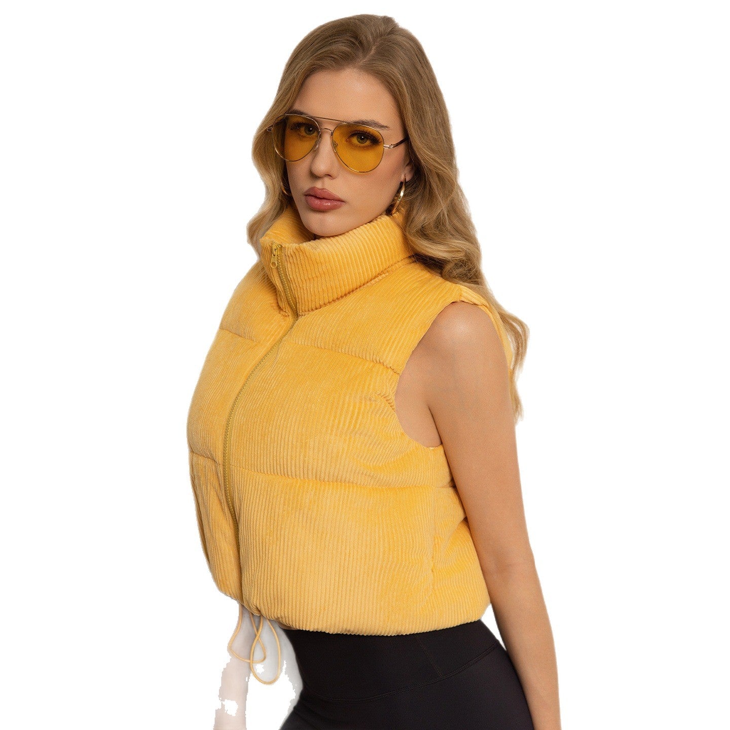 Cropped Stand-collar Sleeveless Jacketvest