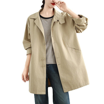 Casual Versatile Relaxed-fit Mid-length Trench Coat For Women