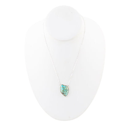 Abstract Blue Turquoise and Sterling Silver Pendant Necklace