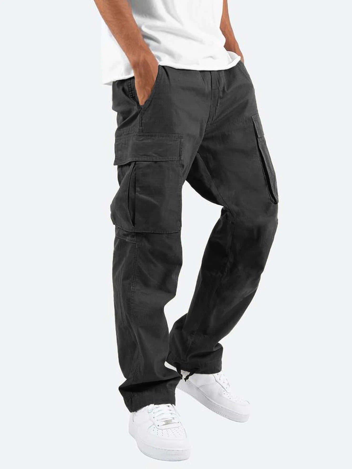 In Stock Amazon Summer New Men's Overalls European And American Independent Station Foreign Trade Drawstring Multi-pocket Casual Pants