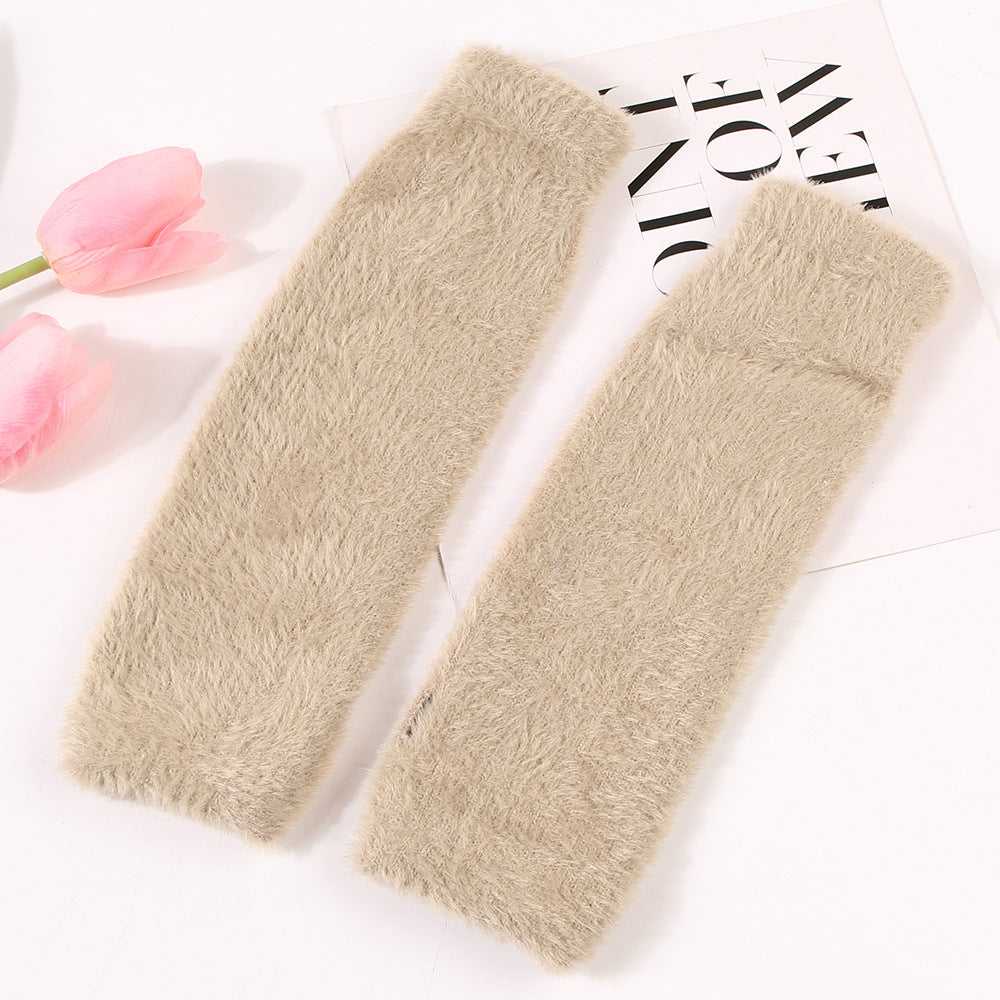 Womens Plush Half-finger Gloves Versatile And Warm