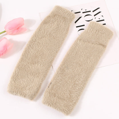 Womens Plush Half-finger Gloves Versatile And Warm
