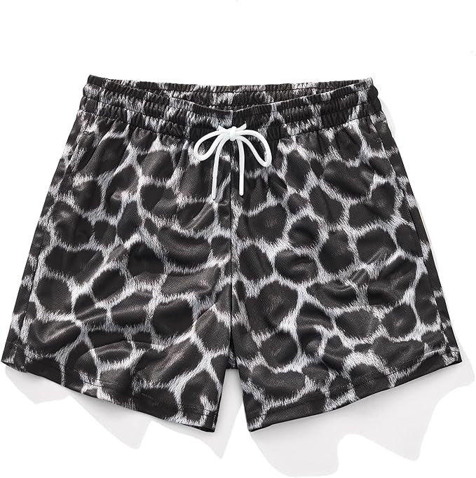 Casual Mens Wide-leg Printed Pinhole Shorts