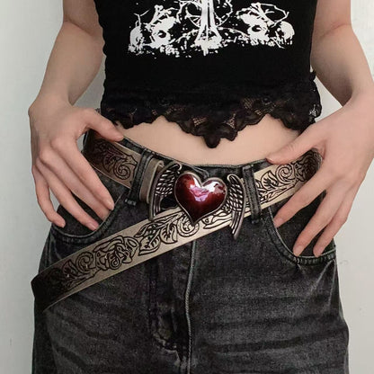 Hip-hop Punk Style Heart Wing Belt
