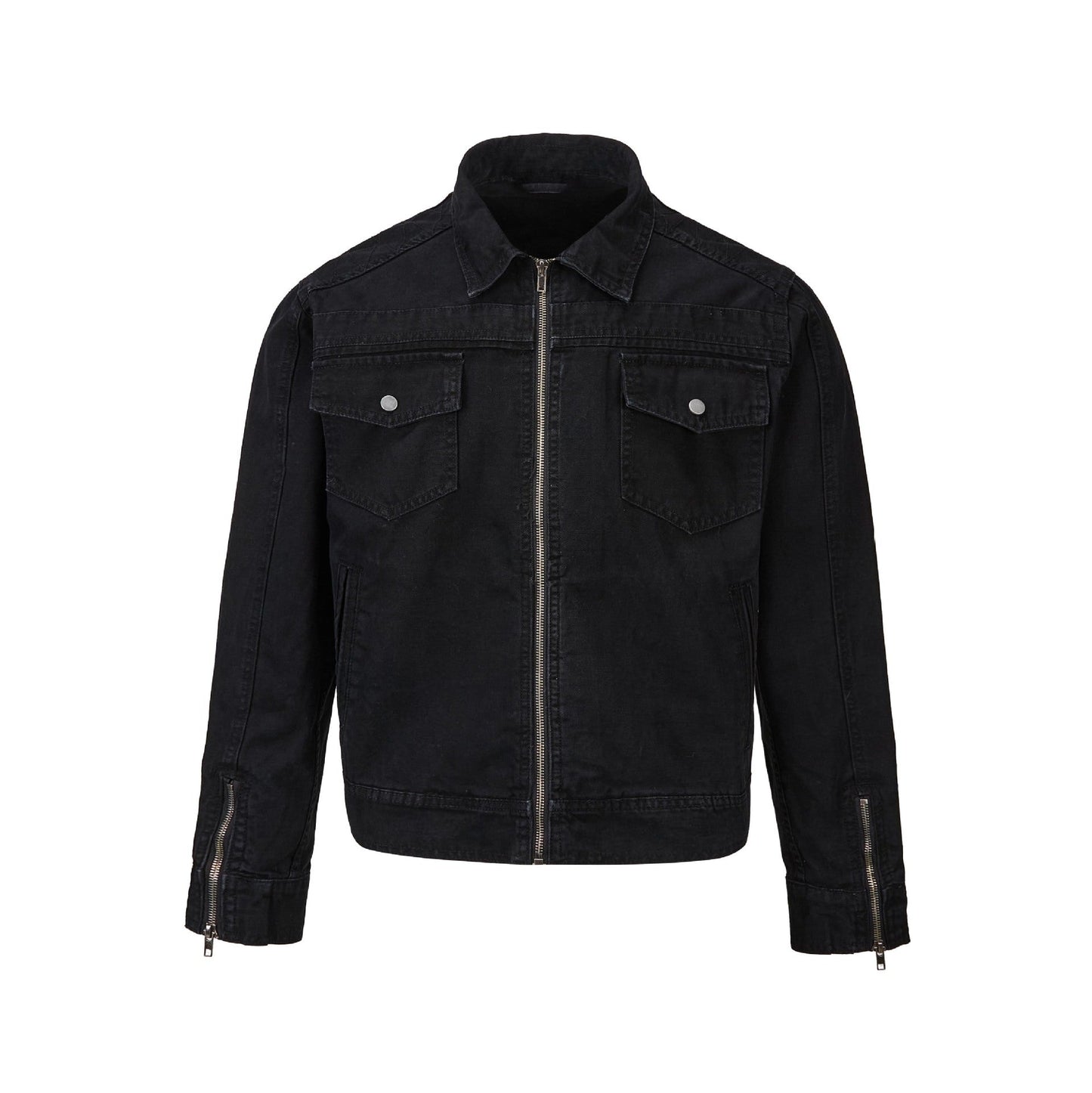 Retro Short Zip-up Washed Workwear Jacket