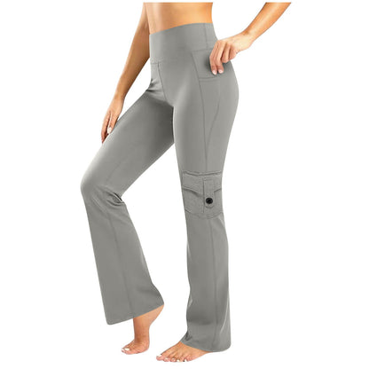 Womens Solid-Colored Breathable Sports Leggings With Button Pockets