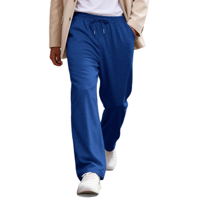Mens Solid-Color Drawstring Straight-Leg Sweatpants
