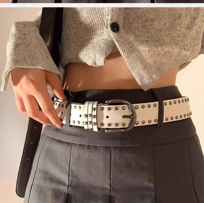 Fashionable Punk-style Pin-buckle Studded Belt For Women With A High-end Vibe