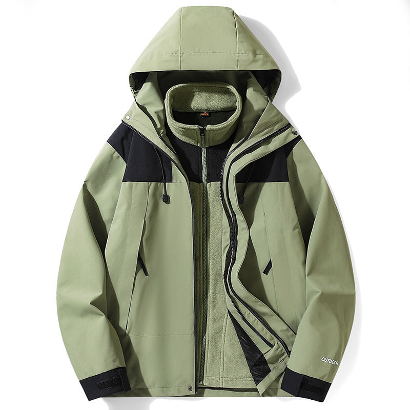 Three-in-one Outdoor Jacket Coat Men's And Women's Same Detachable Liner