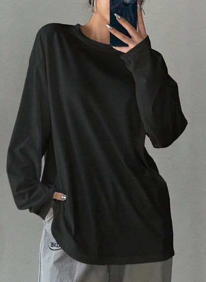 Interior Sunscreen Round Neck Long Sleeve Women's T-shirt Top