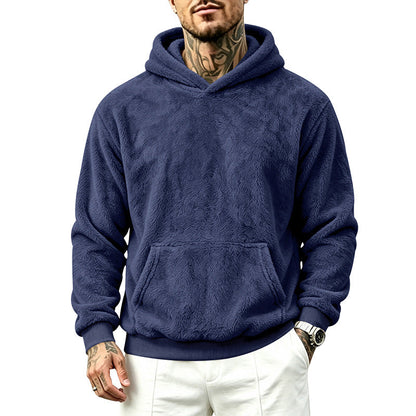 Mens Loose-Fitting Versatile Plush Hoodie