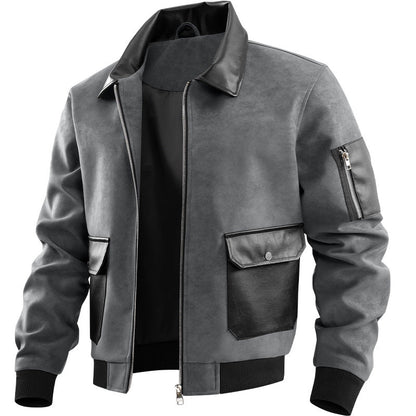 Mens Patchwork Texture Lapel Jacket