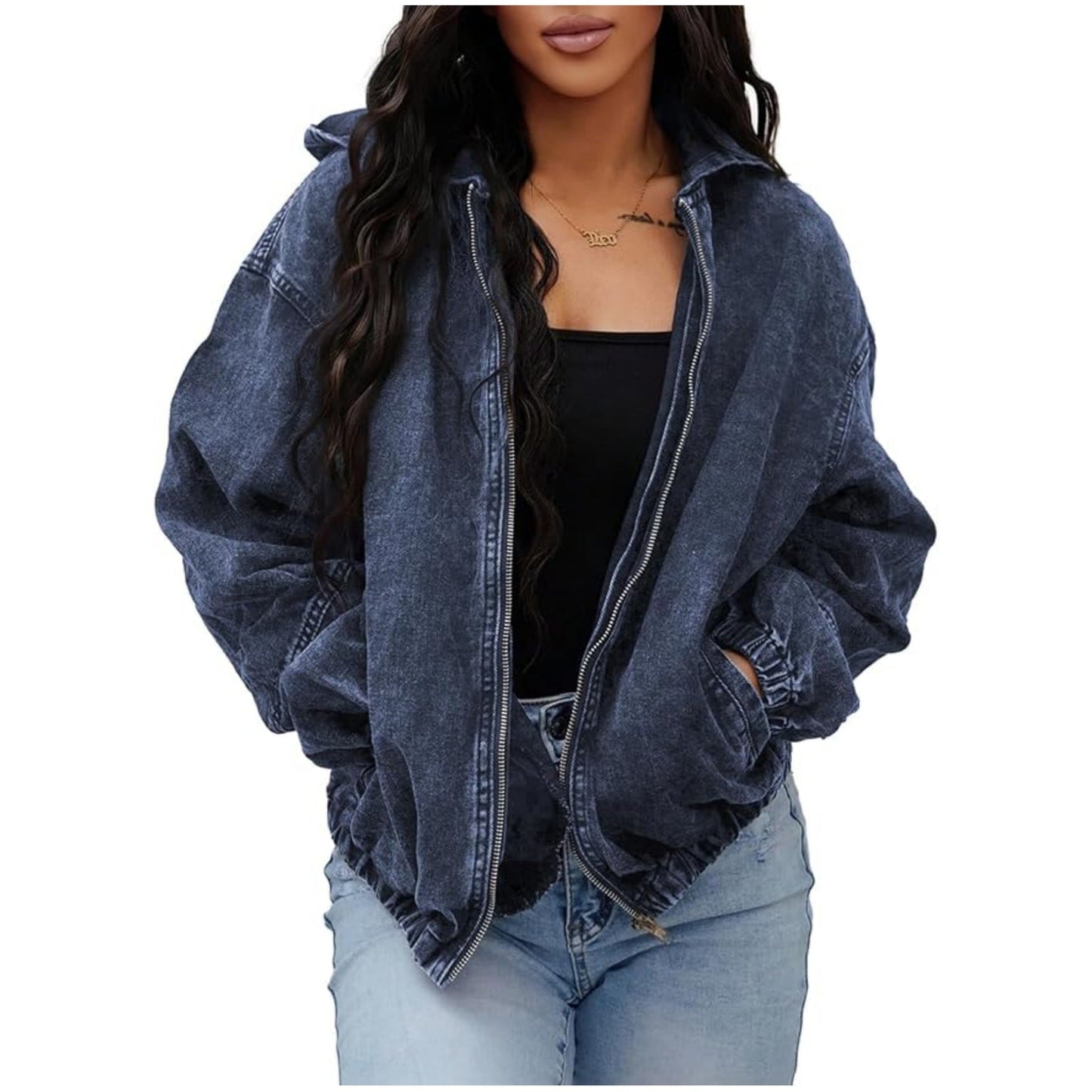 Womens Vintage Washed Denim Jacket