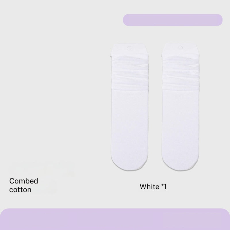 Combed Cotton Sweat-absorbent Deodorant Solid-color Knee-high Socks