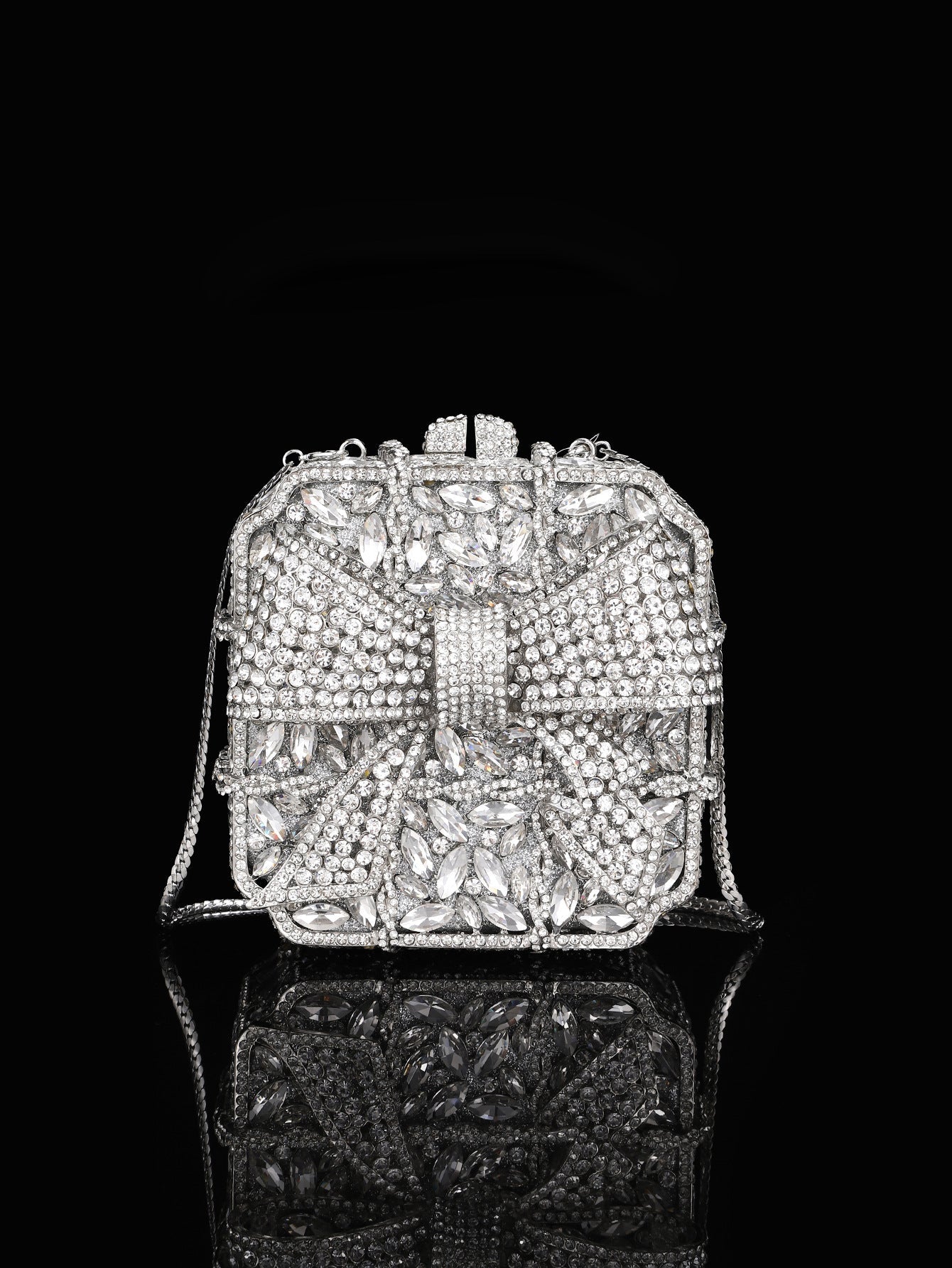 High-end Luxurious Heavy-Embroidered Shiny Champagne Bottle Rhinestone Evening Bag