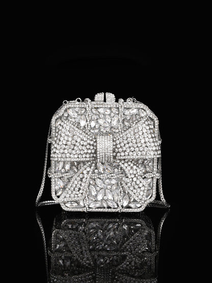 High-end Luxurious Heavy-Embroidered Shiny Champagne Bottle Rhinestone Evening Bag
