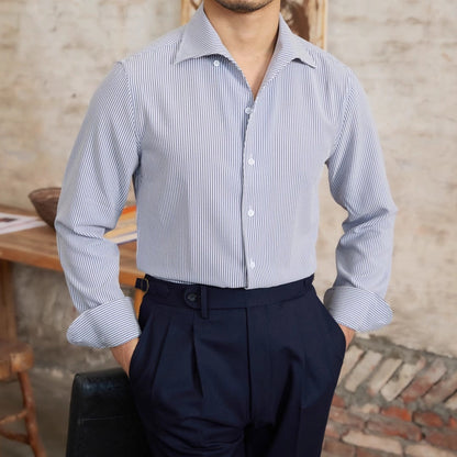 Striped Long Sleeved Shirt Slim Fit Shirt For Men