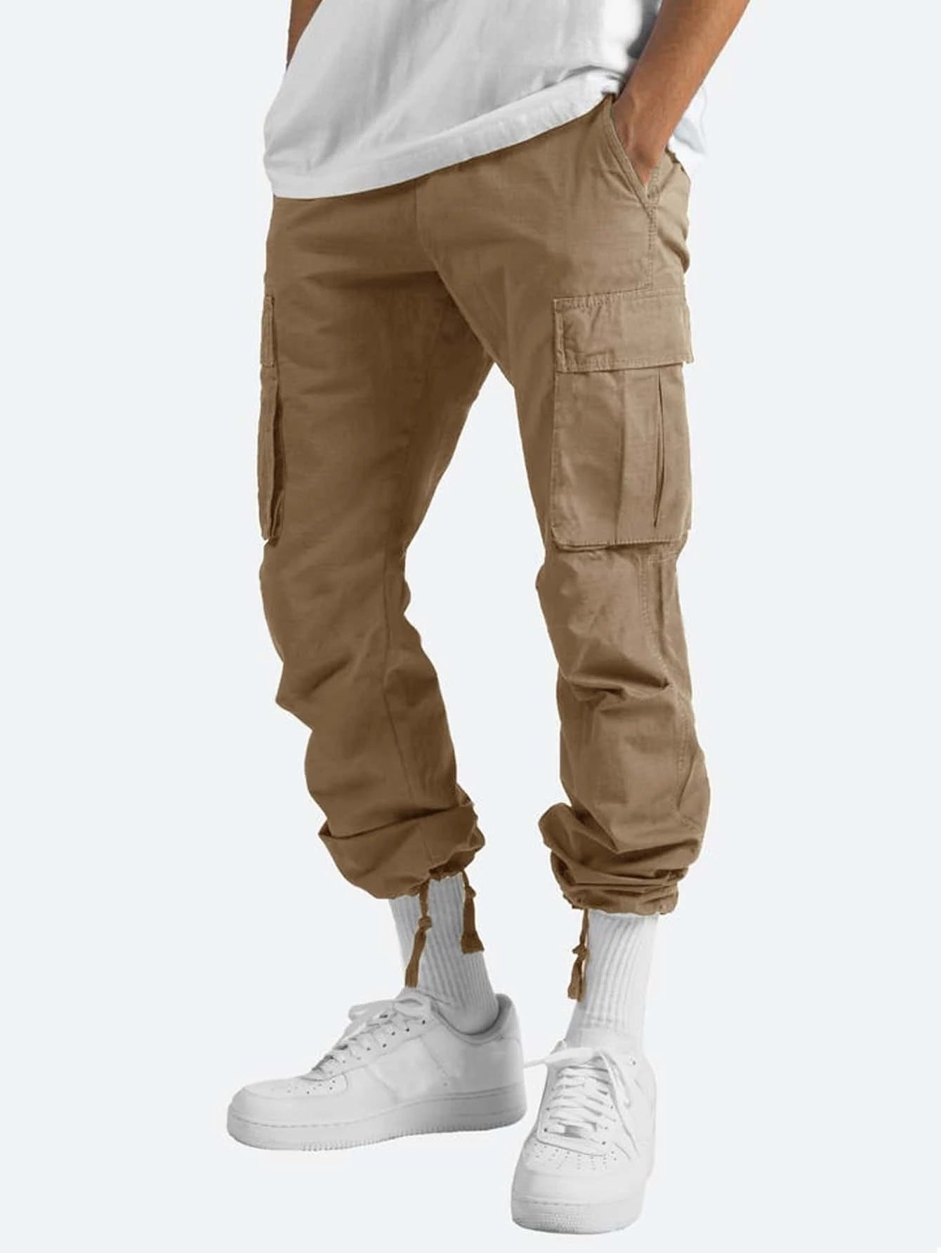 In Stock Amazon Summer New Men's Overalls European And American Independent Station Foreign Trade Drawstring Multi-pocket Casual Pants