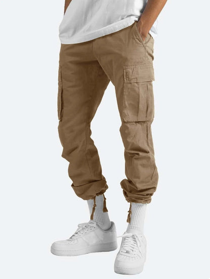 In Stock Amazon Summer New Men's Overalls European And American Independent Station Foreign Trade Drawstring Multi-pocket Casual Pants