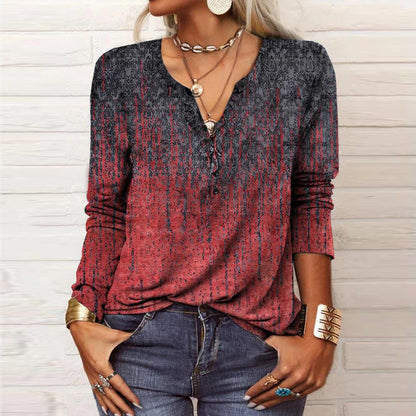 2026 Autumn Winter New Women's Long Sleeve Printed Fashion Versatile Long Sleeve T-shirt From Europe And America