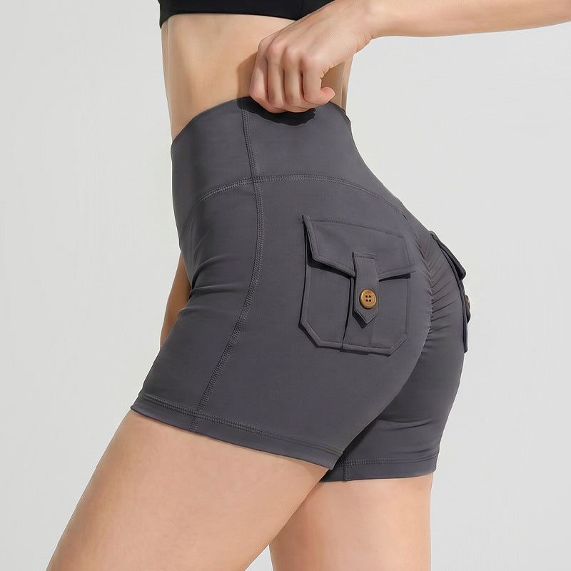 High-Elastic Yoga Shorts, Three-Quarter Length, Peach Butt-Enhancing, Quick-Dry, Workwear-Style, Gym Shorts For Women, Running Sports Shorts, Anti-Exposure