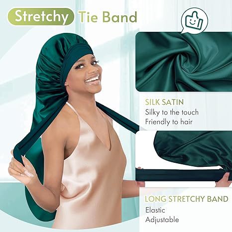 Long Double-layer Silk Sleep Cap Long-tube Hat With Elastic Brim Made From Mulberry Silk