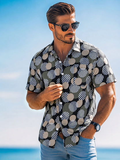 Men's Casual Hawaiian Shirt,Vibrant Prints Perfect For Holiday, Outdoor, And Parties