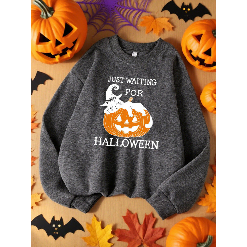 Just Waiting For Halloween Pumpkin Design Sweats