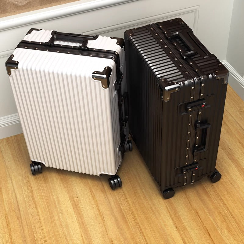 Womens Trolley Suitcase Large Capacity Durable Leather With A Lock And Zipper