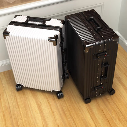 Womens Trolley Suitcase Large Capacity Durable Leather With A Lock And Zipper