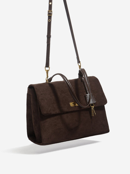 Autumn Winter Suede-Effect Large Tote Messenger Bag