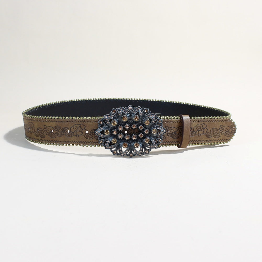 Casual Fashion Youth Leather Belt With A Snap Buckle Punk Style