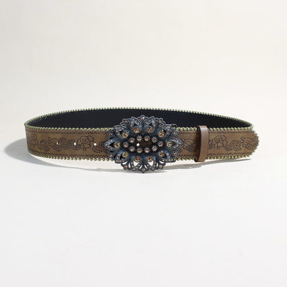 Casual Fashion Youth Leather Belt With A Snap Buckle Punk Style