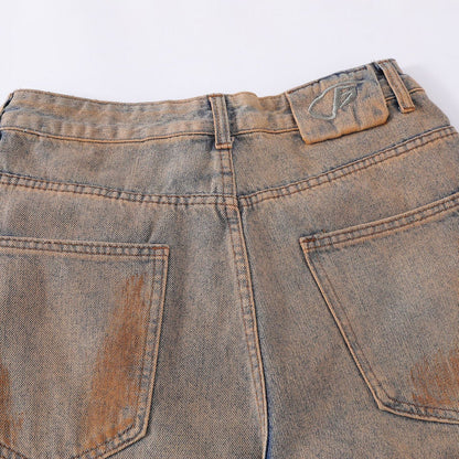 Men's Vintage Ripped Jeans Washed Jeans