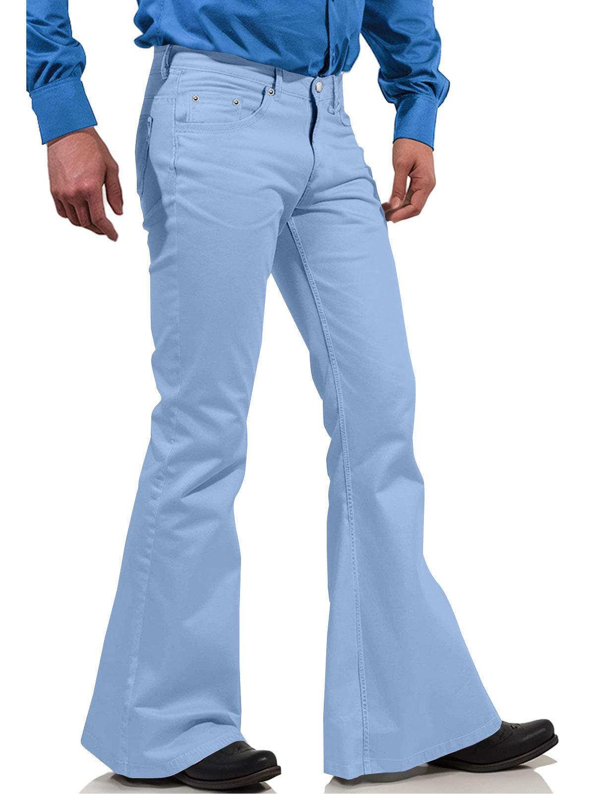 2025 New In-Stock Men's Cross-Border Amazon Solid Color Casual Stretch Slim Retro Flared Pants