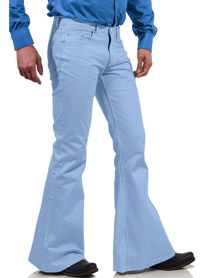 2025 New In-Stock Men's Cross-Border Amazon Solid Color Casual Stretch Slim Retro Flared Pants