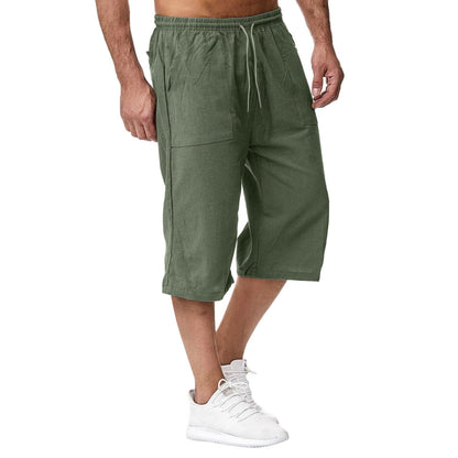 Amazon Europe And America 2026 Cross-Border Men's Casual Cotton-Linen Sports Pants Summer Cotton-Linen Cropped Casual Pants Men