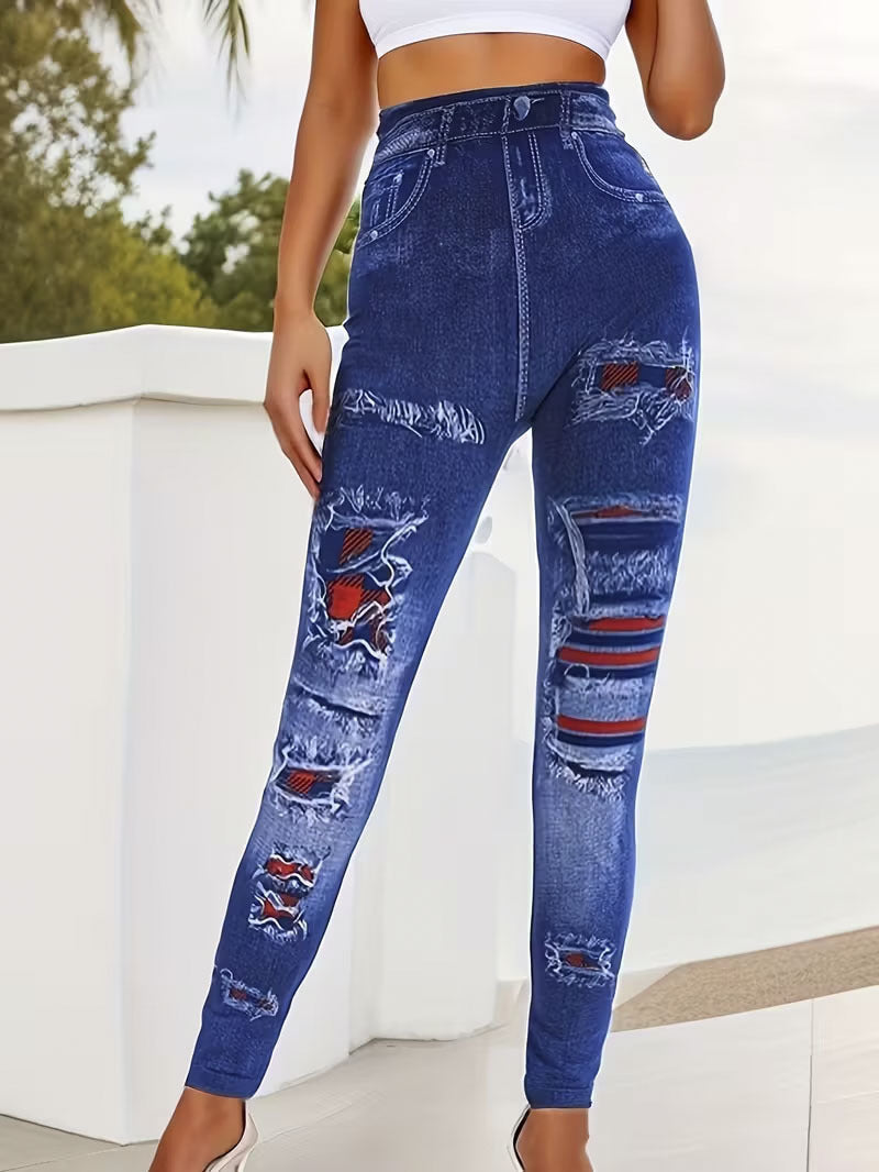 High-waisted Yoga Pants With Double-ring Gold-stamped Print